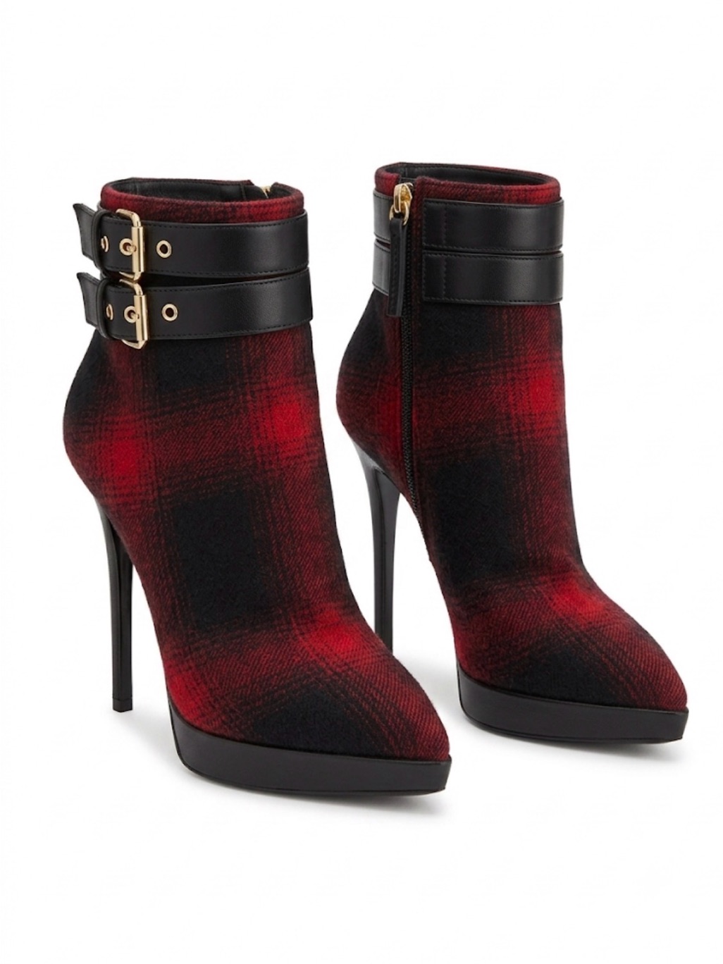 Giuseppe Zanotti Plaid Ankle Booties Heels Size 36 Made In Italy
